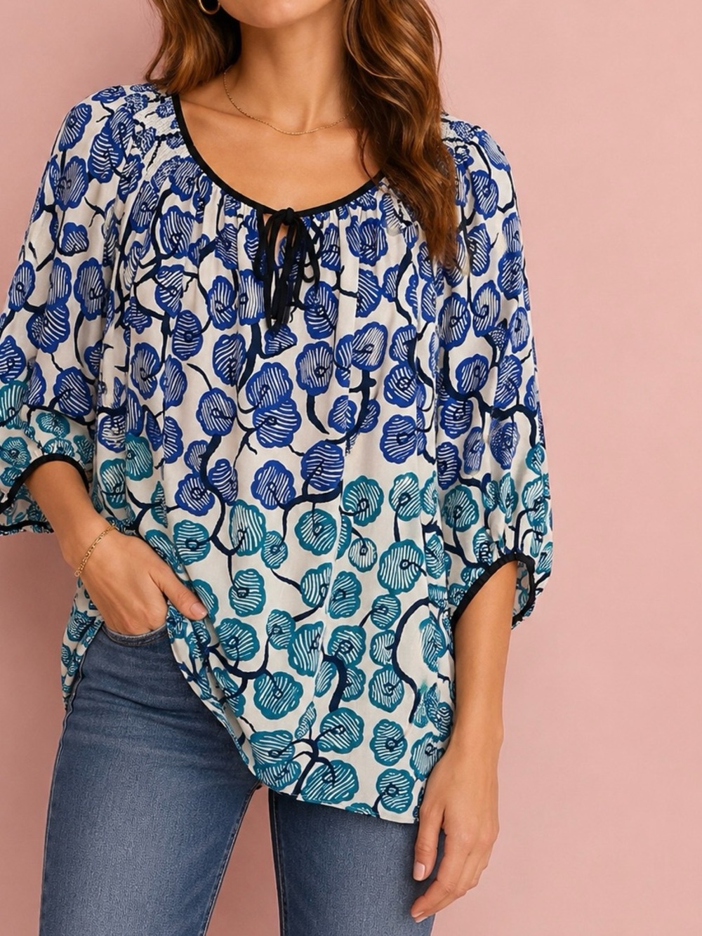 Anthropologie Vanessa Virginia Branching Blooms Floral Top Boho Casual Size 2